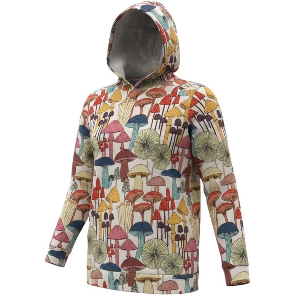 LA Soul Mushroom Print Hoodie Light Grey 2XL Long Sleeve Pullover HD-101 Plus
